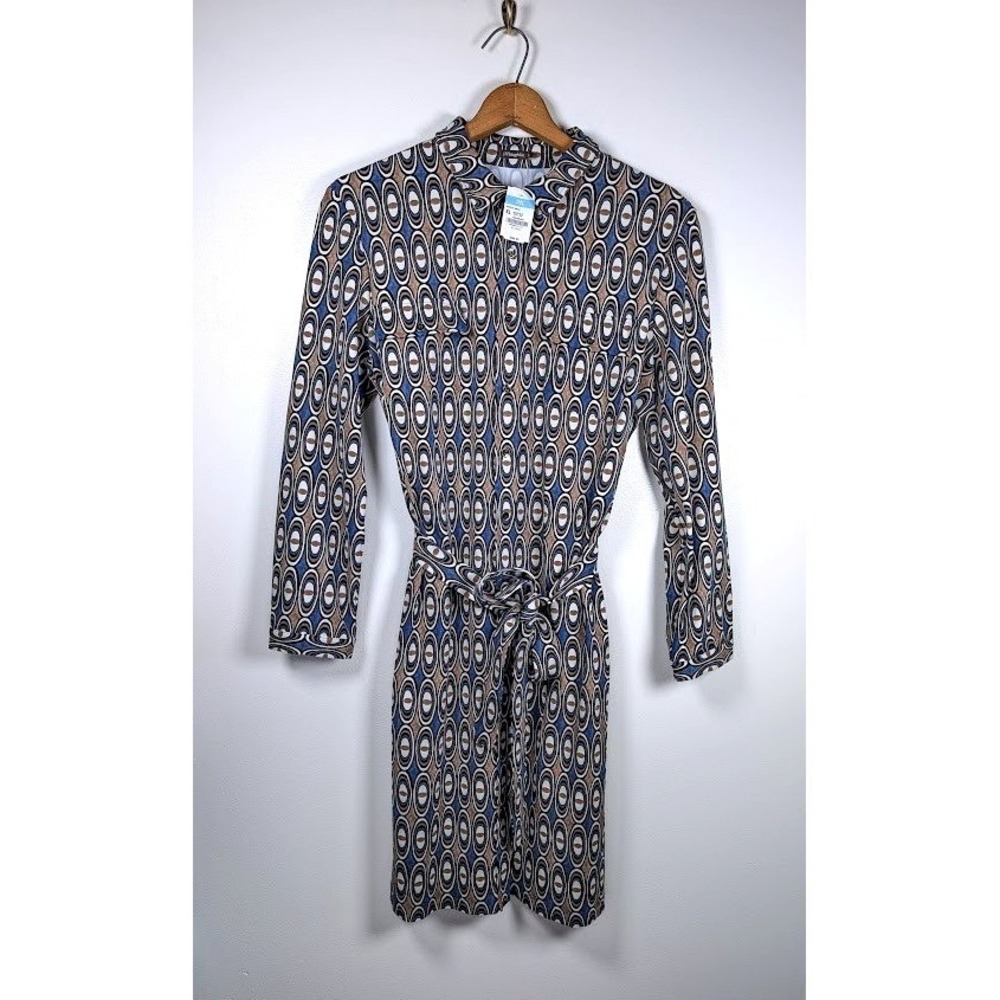 J.McLaughlin Haarlem Dress Size XL Midi Geometric Stretch Office Belt Collar NEW